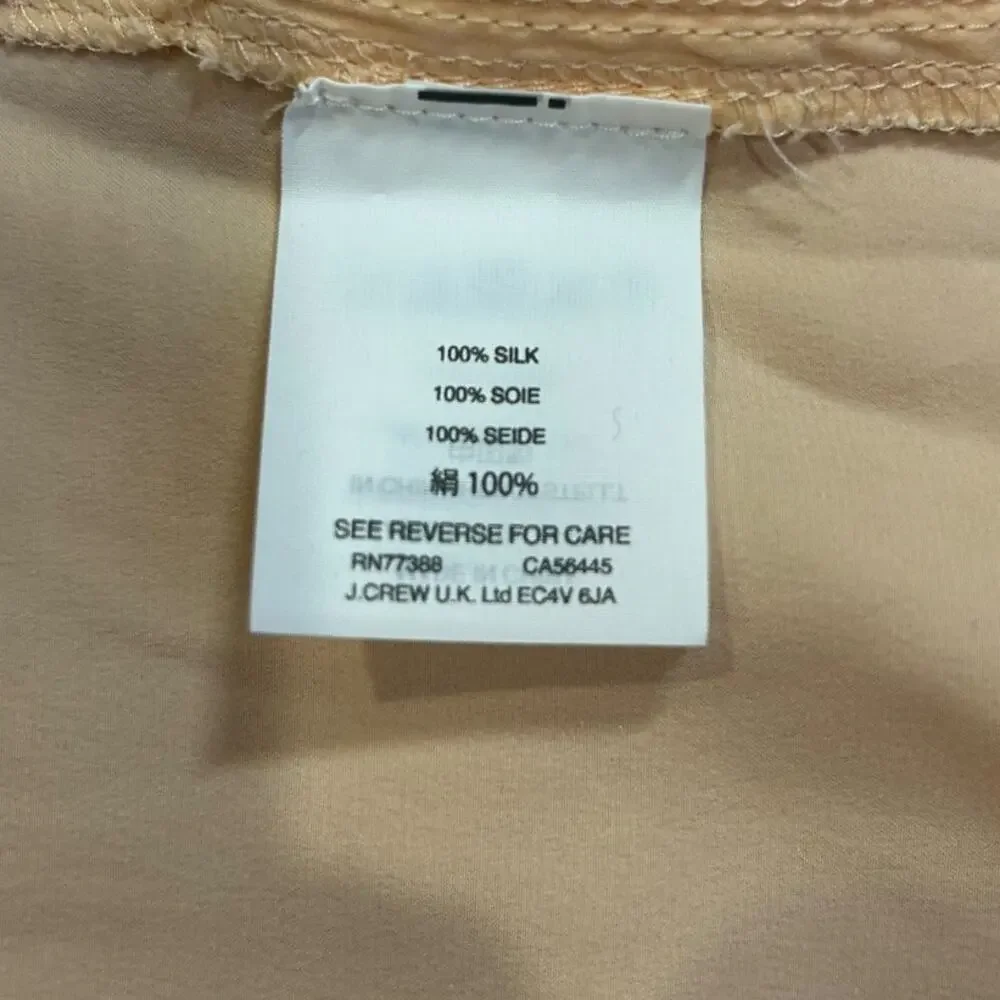 NWT J. CREW Iced Peach Blythe Button Down Silk Shirt 2 Pocket Blouse Women's 12